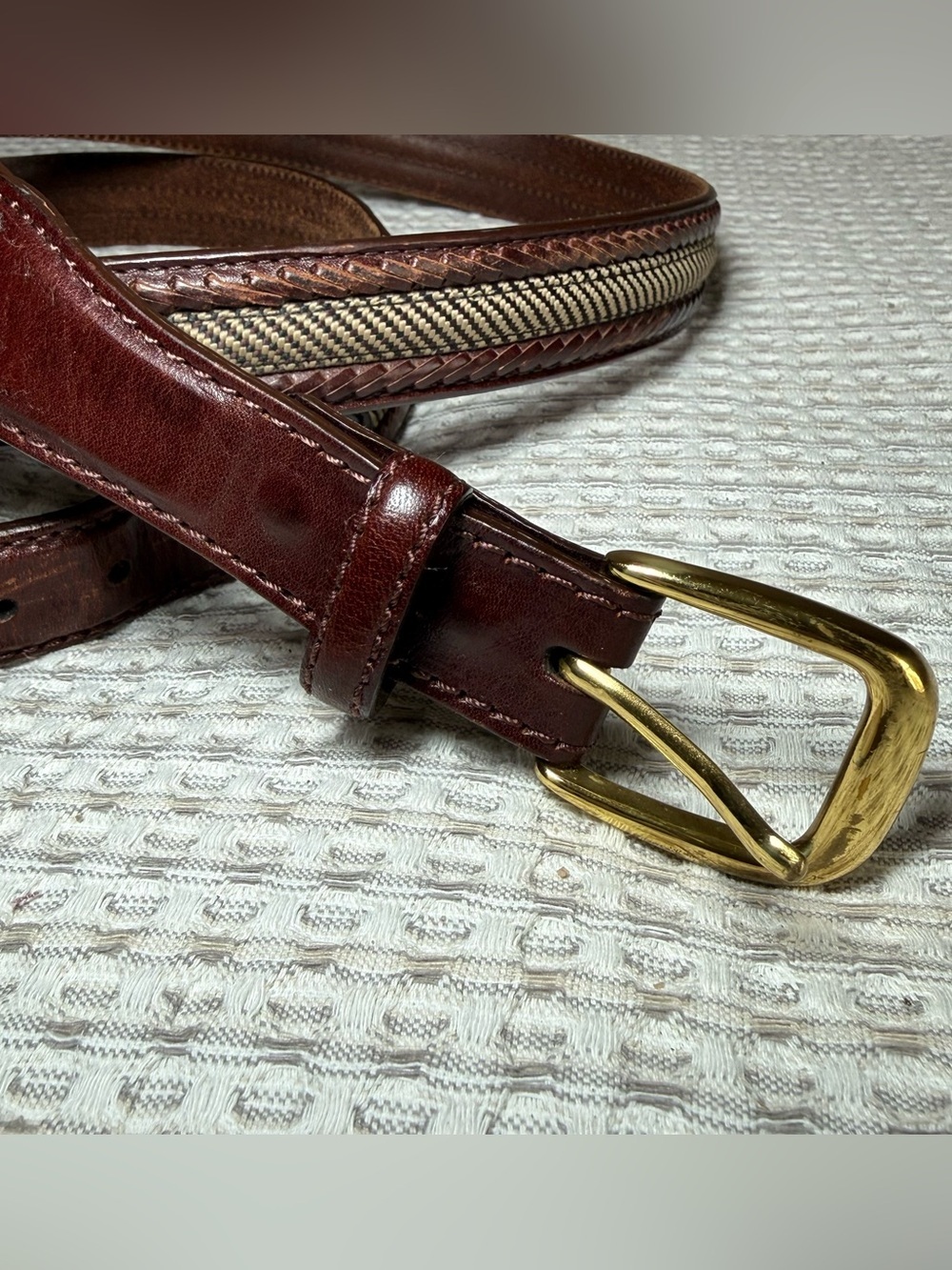 Brighton Leather Mens  Dress Belt Size 54 Brass Buckle Preppy Big Men Casual